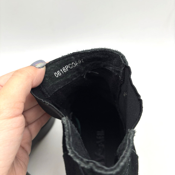 Anthropolgie SixtySeven Black Suede Leather Block Heel Platform Boots 7.5 38 - Picture 12 of 16